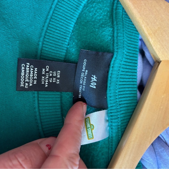 H&M Vintage Women’s Size XS Green Oversized Sweatshirt with Big Bird Graphic - Picture 4 of 4